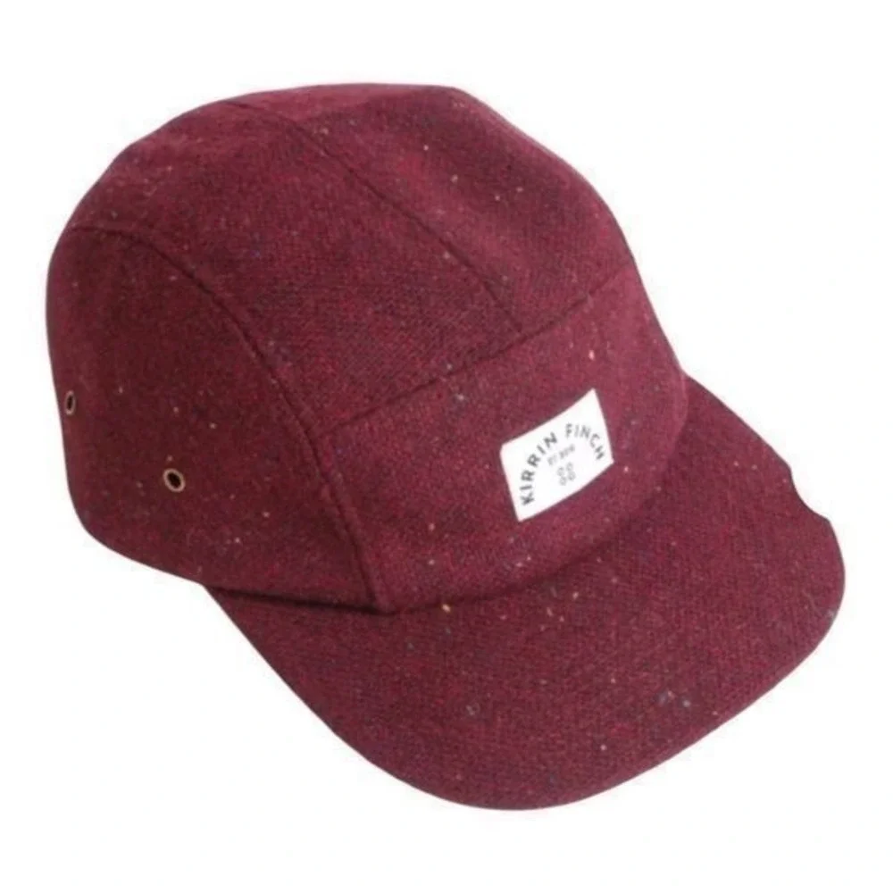 Kirrin Finch Kids Burgundy Wool 5 Panel Hat.